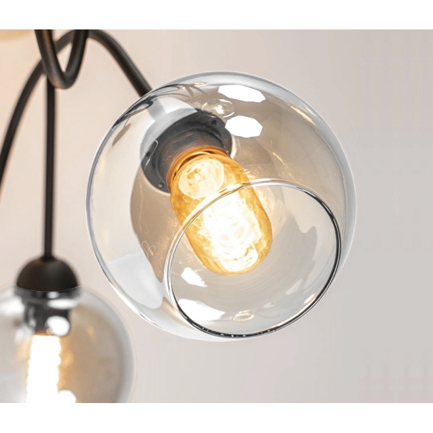 Virsapmetuma lustra EVIE 3xE27/60W/230V melna/caurspīdīga