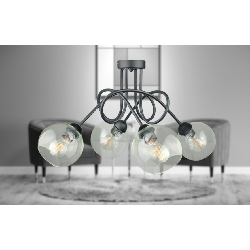 Virsapmetuma lustra EVIE 4xE27/60W/230V antracīta/caurspīdīga