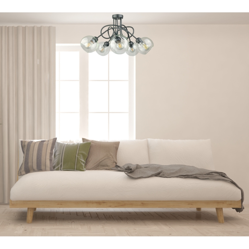 Virsapmetuma lustra EVIE 5xE27/60W/230V antracīta/caurspīdīga