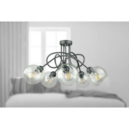 Virsapmetuma lustra EVIE 5xE27/60W/230V antracīta/caurspīdīga