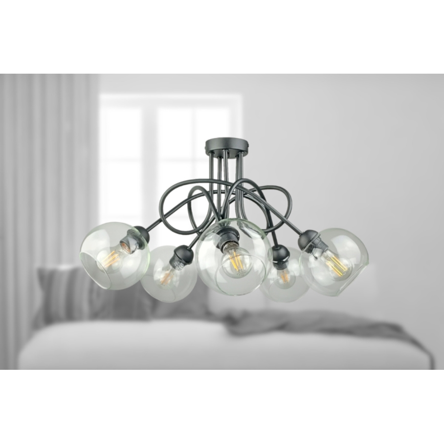 Virsapmetuma lustra EVIE 5xE27/60W/230V antracīta/caurspīdīga