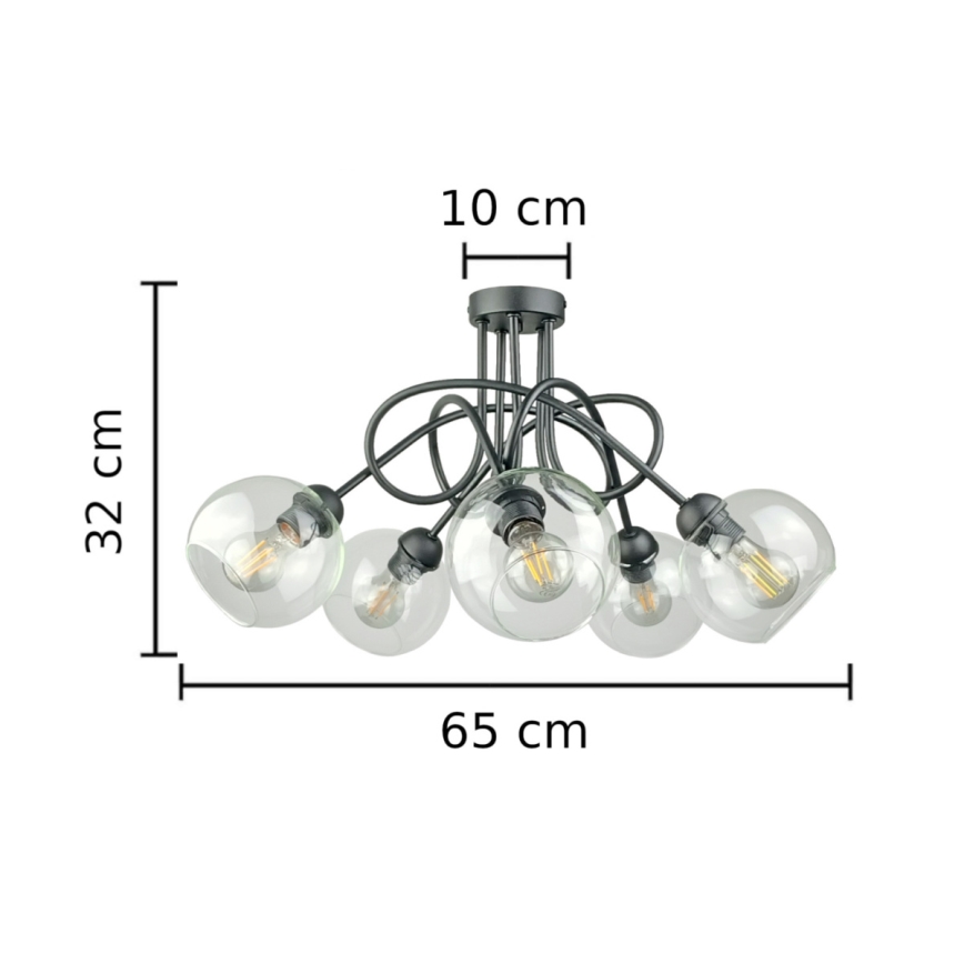Virsapmetuma lustra EVIE 5xE27/60W/230V antracīta/caurspīdīga