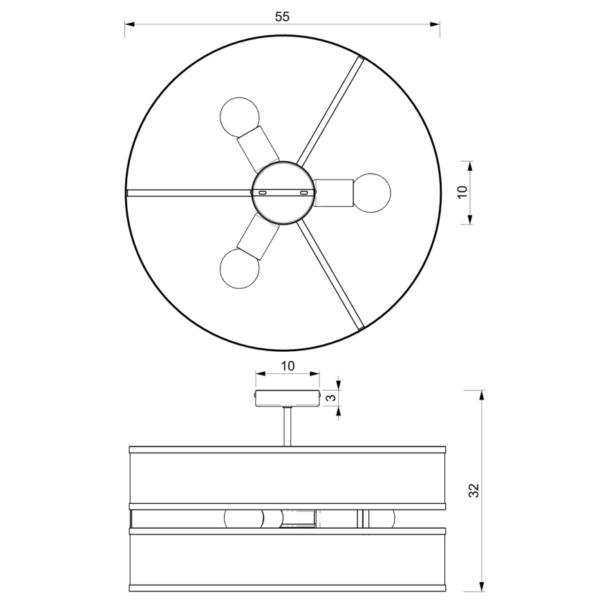 Virsapmetuma lustra GLUM 3xE27/60W/230V melna