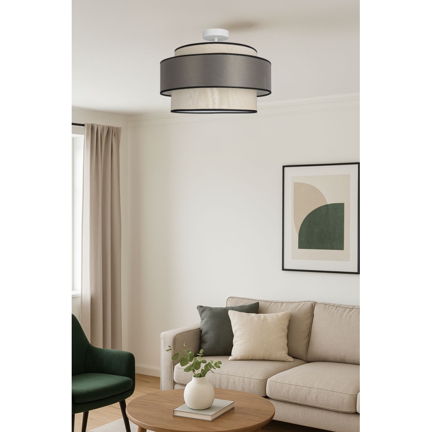 Virsapmetuma lustra GRACE 1xE27/60W/230V krēmkrāsa/pelēka