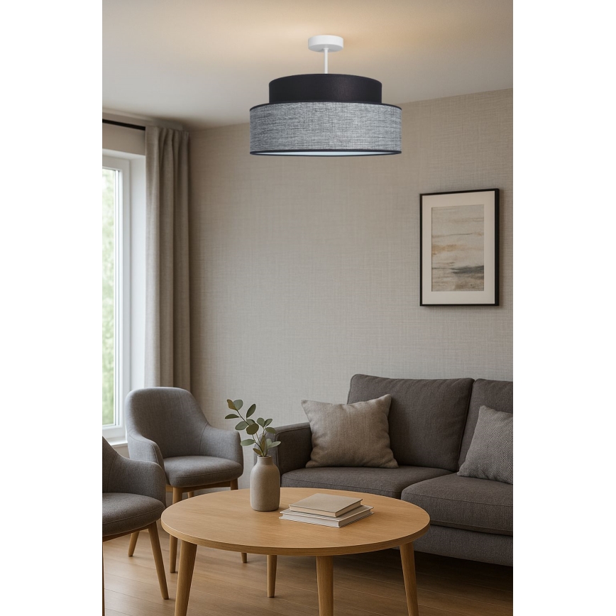 Virsapmetuma lustra GRACE 1xE27/60W/230V melna/pelēka
