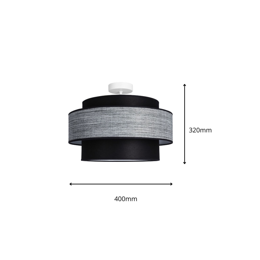 Virsapmetuma lustra GRACE 1xE27/60W/230V melna/pelēka