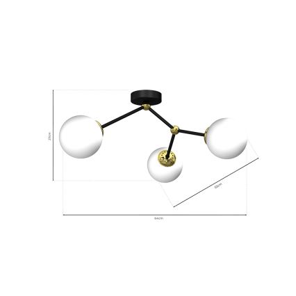 Virsapmetuma lustra JOY 3xE14/40W/230V melna/zelta