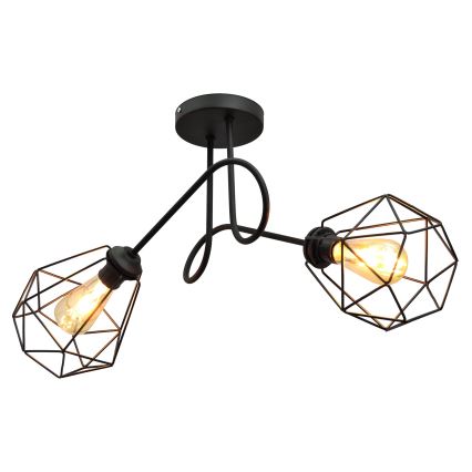 Virsapmetuma lustra KARO 2xE27/15W/230V melna