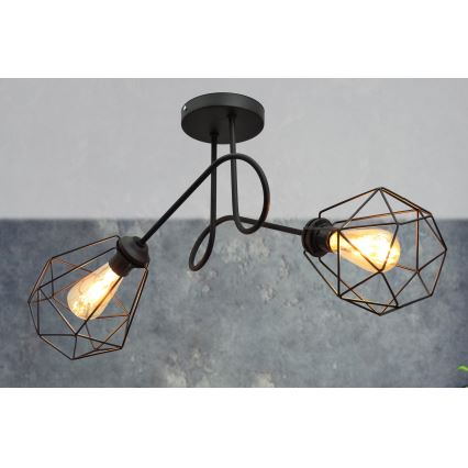 Virsapmetuma lustra KARO 2xE27/15W/230V melna
