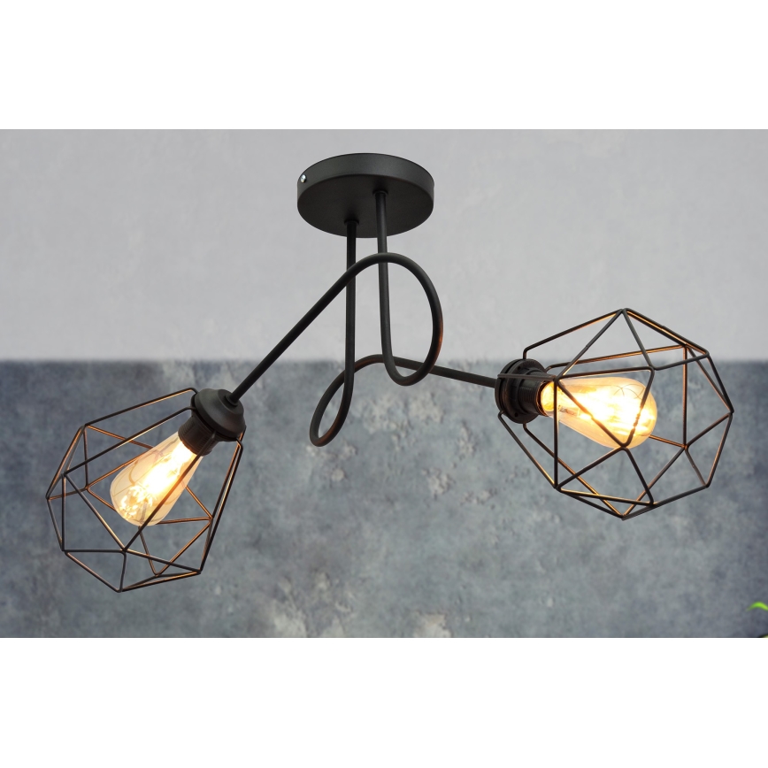 Virsapmetuma lustra KARO 2xE27/15W/230V melna