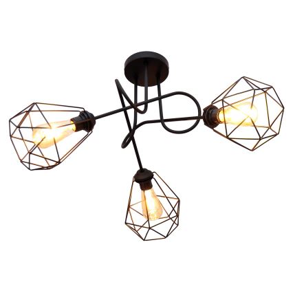 Virsapmetuma lustra KARO 3xE27/15W/230V melna