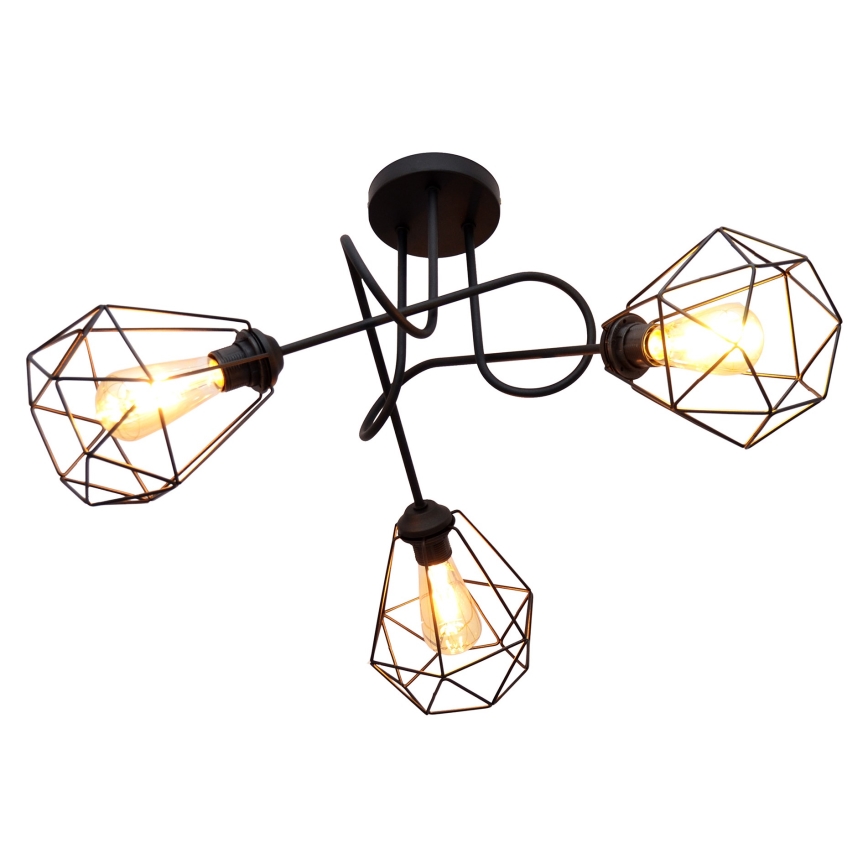 Virsapmetuma lustra KARO 3xE27/15W/230V melna