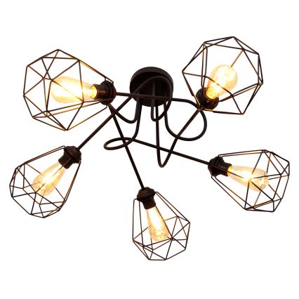 Virsapmetuma lustra KARO 5xE27/15W/230V melna