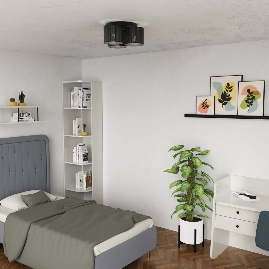 Virsapmetuma lustra LOFT SHADE 3xE27/60W/230V melna