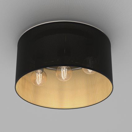 Virsapmetuma lustra LOFT SHADE 3xE27/60W/230V melna/zelta
