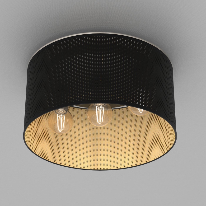 Virsapmetuma lustra LOFT SHADE 3xE27/60W/230V melna/zelta
