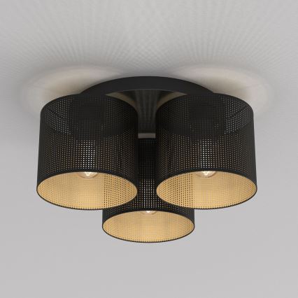 Virsapmetuma lustra LOFT SHADE 3xE27/60W/230V melna/zelta