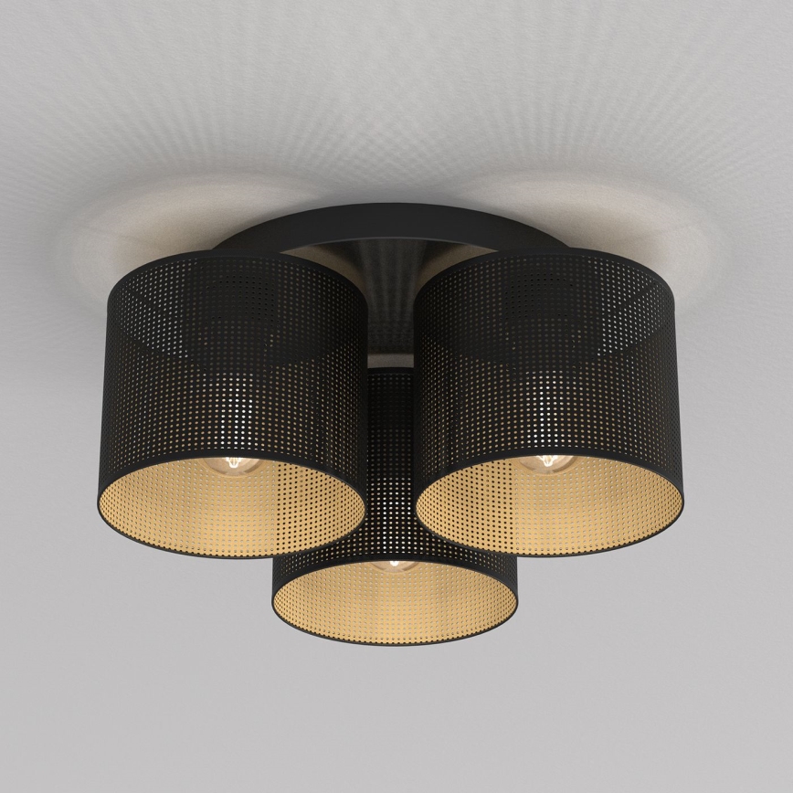 Virsapmetuma lustra LOFT SHADE 3xE27/60W/230V melna/zelta