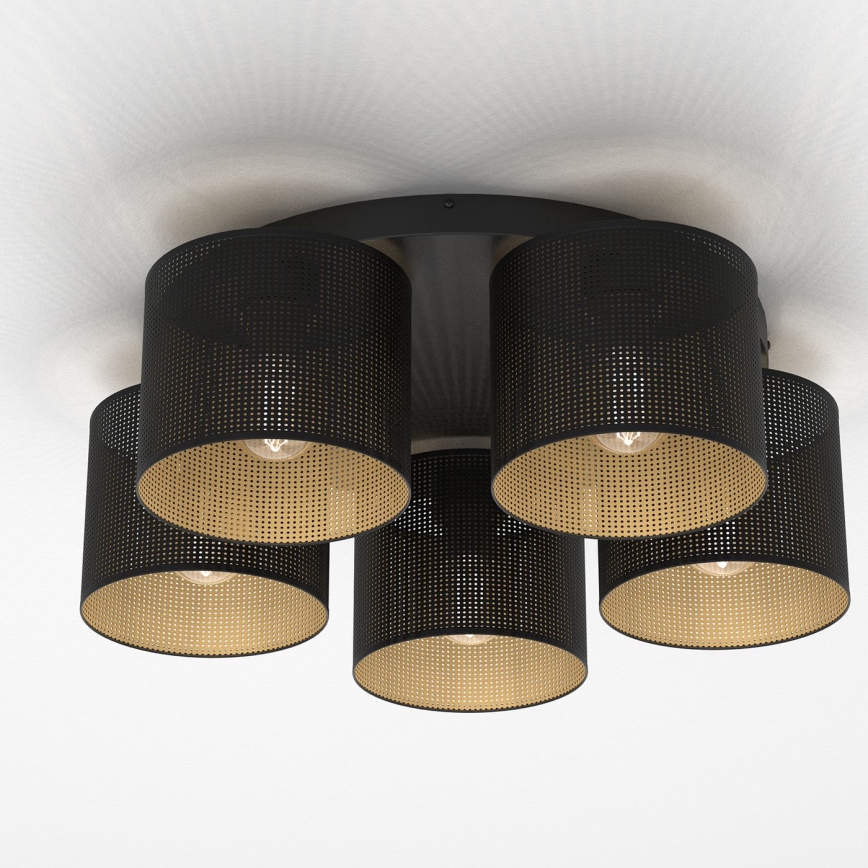 Virsapmetuma lustra LOFT SHADE 5xE27/60W/230V melna/zelta