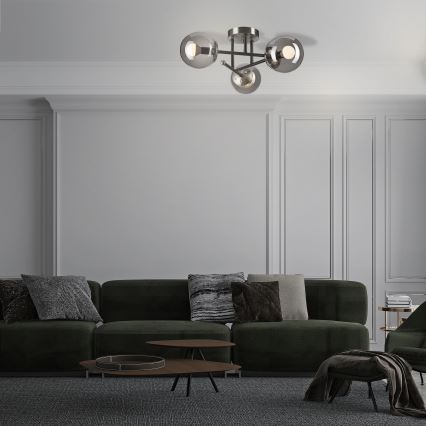 Virsapmetuma lustra MALENA 3xE14/5W/230V melna/dūmakains