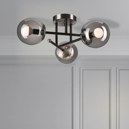 Virsapmetuma lustra MALENA 3xE14/5W/230V melna/dūmakains