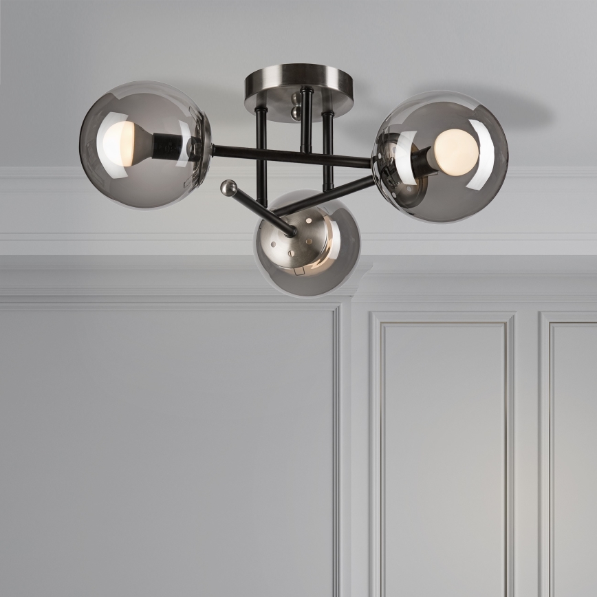 Virsapmetuma lustra MALENA 3xE14/5W/230V melna/dūmakains