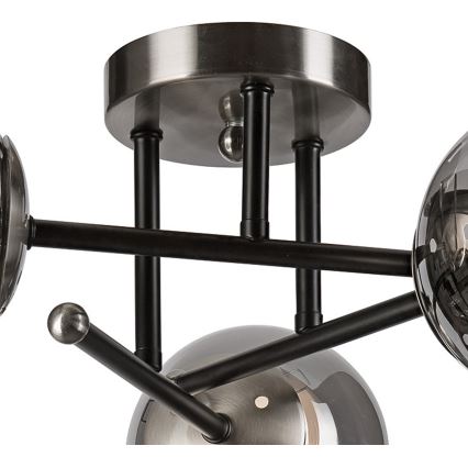 Virsapmetuma lustra MALENA 3xE14/5W/230V melna/dūmakains