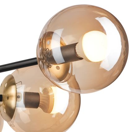 Virsapmetuma lustra MALENA 6xE14/5W/230V zelta/melna/dūmakains bēša