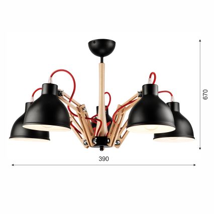 Virsapmetuma lustra MARCELLO 5xE27/60W/230V dižskābardis - FSC sertificēts