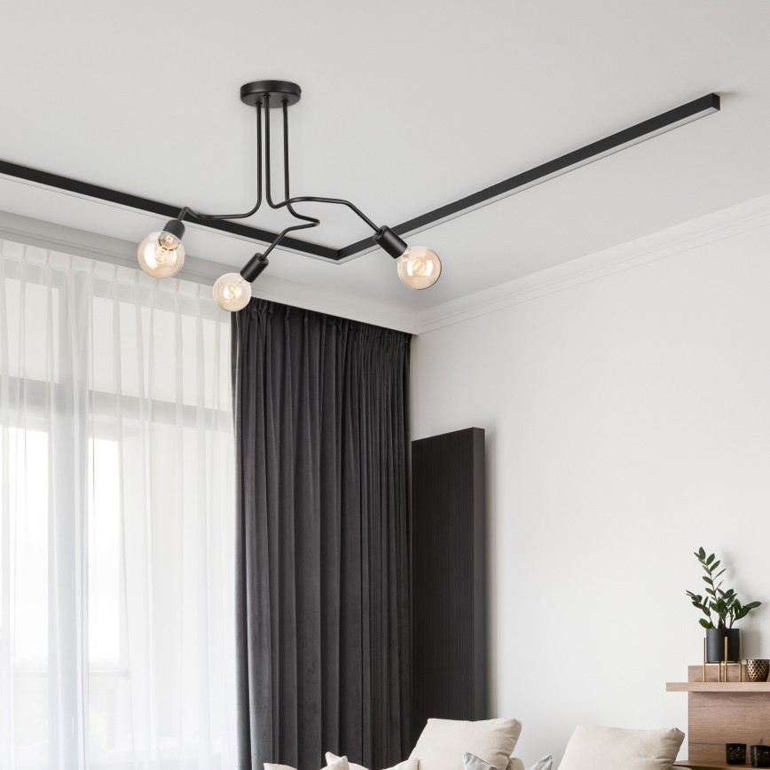 Virsapmetuma lustra MATYLDA 3xE27/60W/230V melna