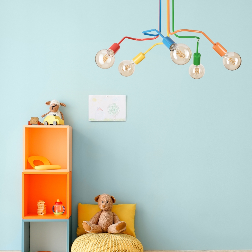 Virsapmetuma lustra MATYLDA 5xE27/60W/230V krāsaina
