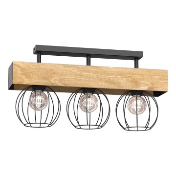 Virsapmetuma lustra MENTON 3xE27/15W/230V melna/brūna/ozols