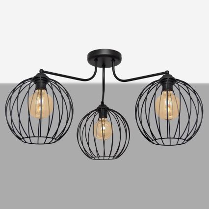 Virsapmetuma lustra MERCURE 3xE27/15W/230V melna