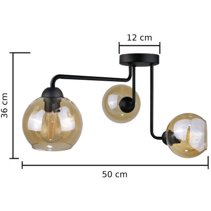 Virsapmetuma lustra MONDE BLACK 3xE27/60W/230V