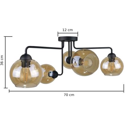 Virsapmetuma lustra MONDE BLACK 5xE27/60W/230V