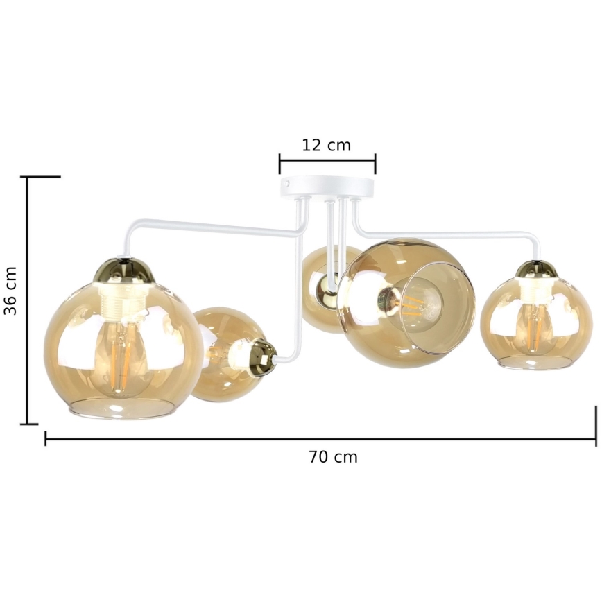 Virsapmetuma lustra MONDE WHITE 5xE27/60W/230V