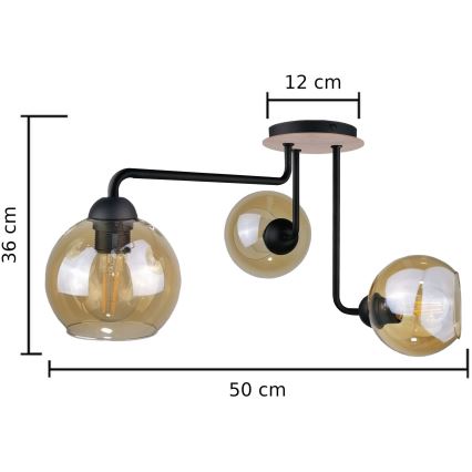 Virsapmetuma lustra MONDE WOOD 3xE27/60W/230V