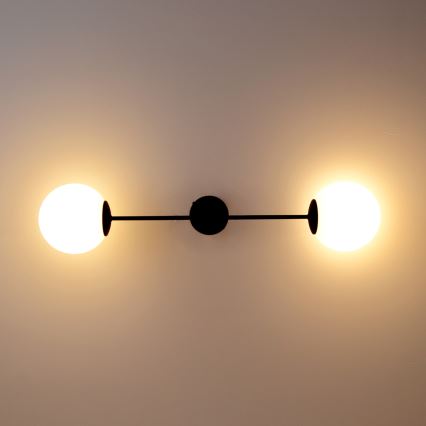 Virsapmetuma lustra MOON 2xE27/15W/230V melna