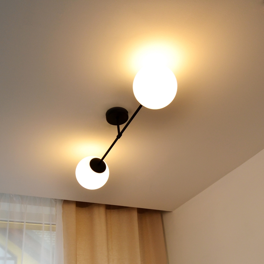 Virsapmetuma lustra MOON 2xE27/15W/230V melna