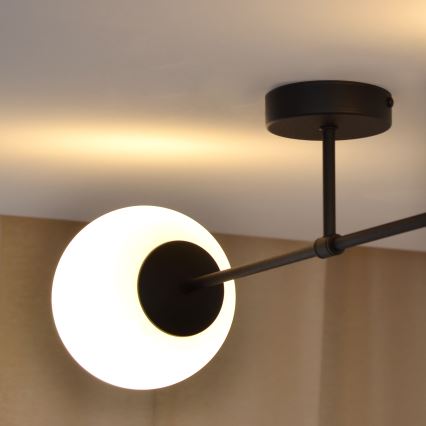 Virsapmetuma lustra MOON 2xE27/15W/230V melna