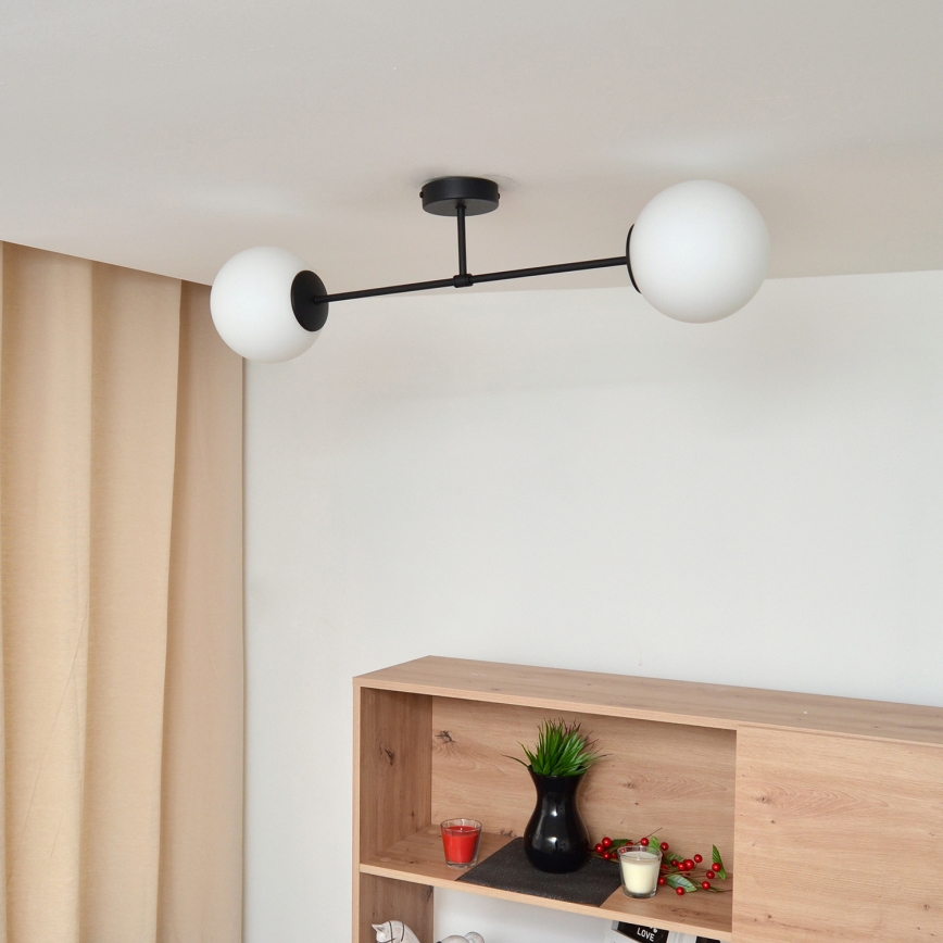 Virsapmetuma lustra MOON 2xE27/15W/230V melna