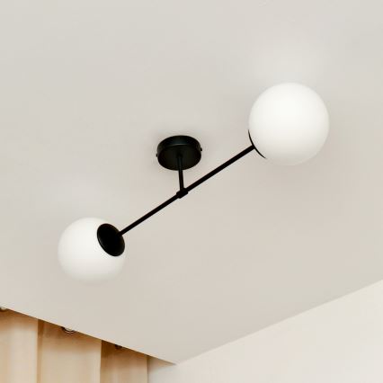 Virsapmetuma lustra MOON 2xE27/15W/230V melna