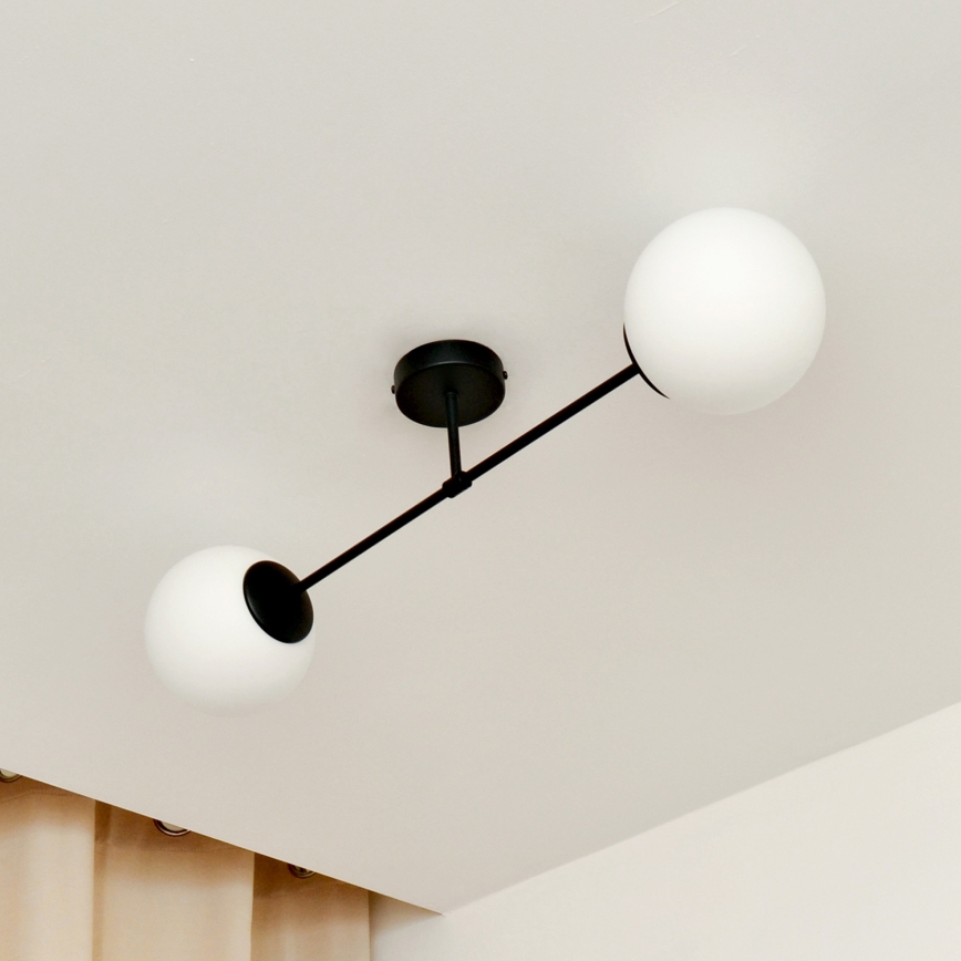 Virsapmetuma lustra MOON 2xE27/15W/230V melna