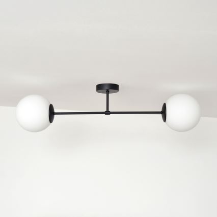 Virsapmetuma lustra MOON 2xE27/15W/230V melna