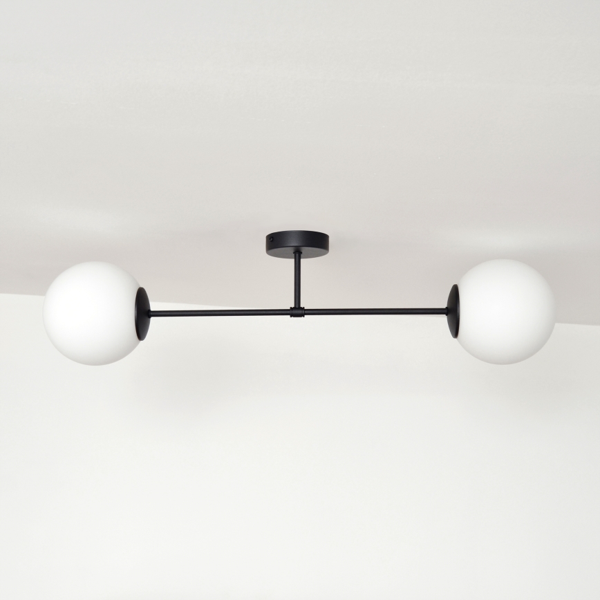 Virsapmetuma lustra MOON 2xE27/15W/230V melna