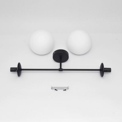 Virsapmetuma lustra MOON 2xE27/15W/230V melna