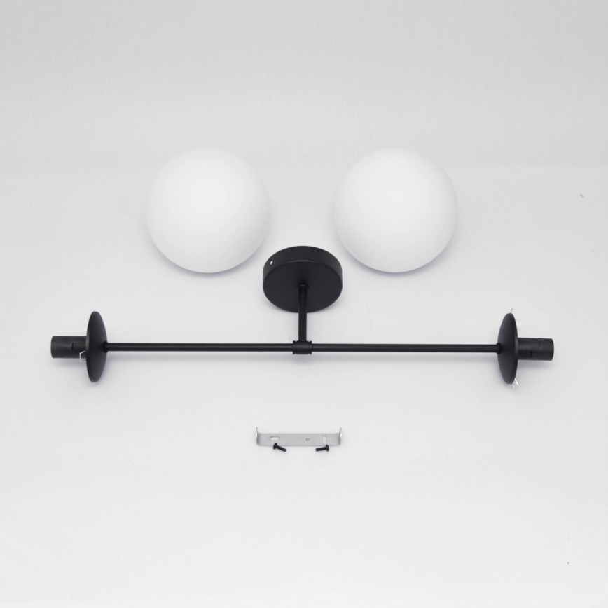 Virsapmetuma lustra MOON 2xE27/15W/230V melna
