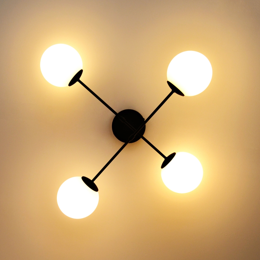 Virsapmetuma lustra MOON 4xE27/15W/230V melna