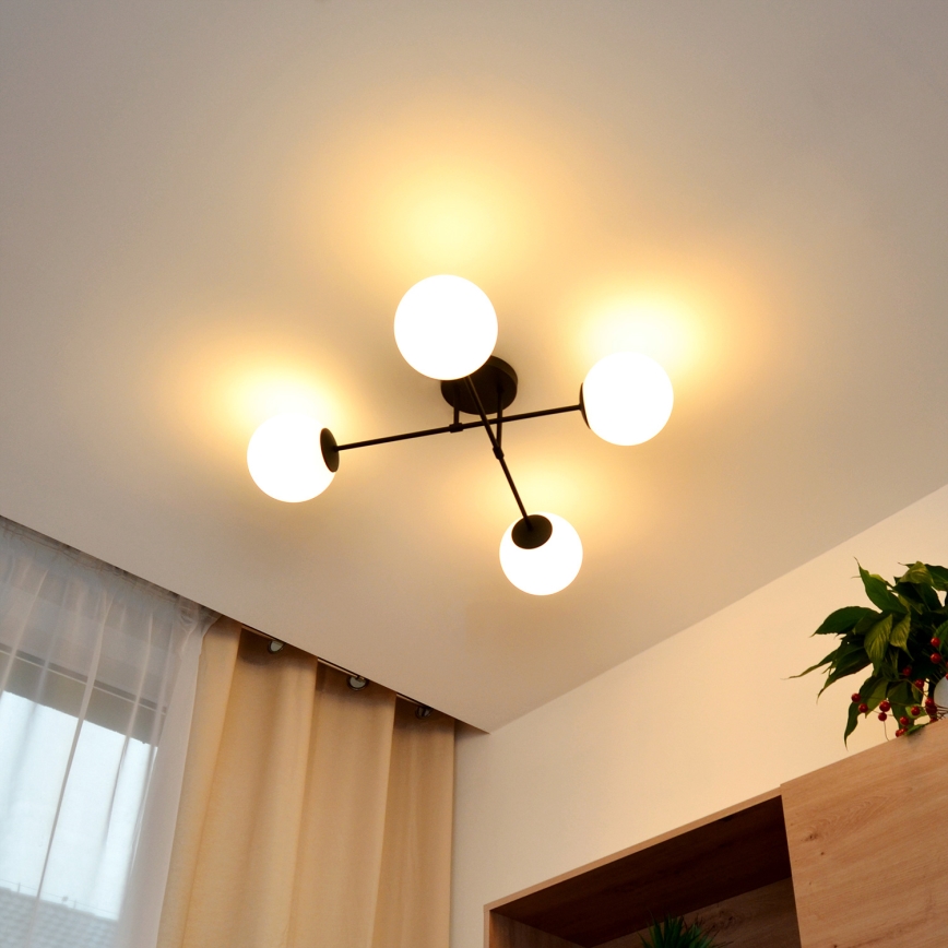 Virsapmetuma lustra MOON 4xE27/15W/230V melna