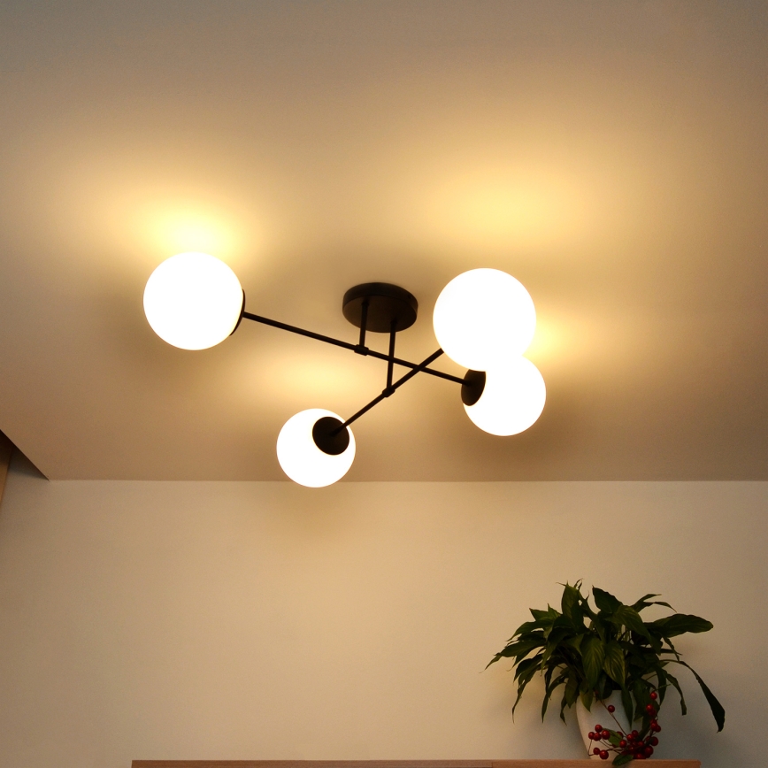 Virsapmetuma lustra MOON 4xE27/15W/230V melna